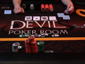 Poker room table at Action's Card House in Ontario Oregon
