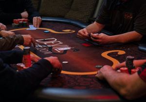 Poker table at a card room in Ontario Oregon