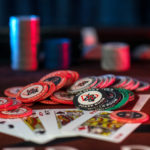 Poker chips on the table at Action's Card House in Ontario Oregon